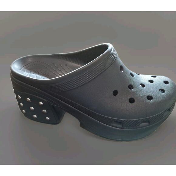 Crocs Siren Studded Platform Heel Clog Black Womens Size 13 / Mens Size 11 - NEW - Picture 2 of 5